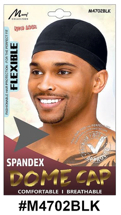 "Spandex Dome Cap (M4702BLK) - Black, flexible and breathable with premium spandex material."

