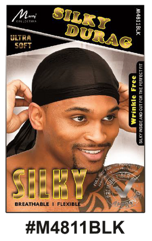 "Silky Satin Durag (M4811) in multiple colors - wrinkle-free, ultra-soft, flexible design for hair protection and styling."

