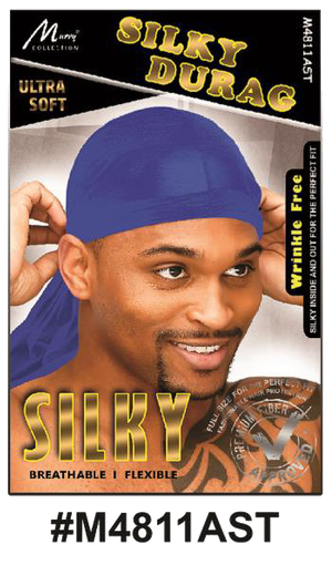 "Silky Satin Durag (M4811) in multiple colors - wrinkle-free, ultra-soft, flexible design for hair protection and styling."


