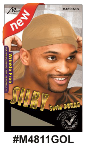 "Silky Satin Durag (M4811) in multiple colors - wrinkle-free, ultra-soft, flexible design for hair protection and styling."
