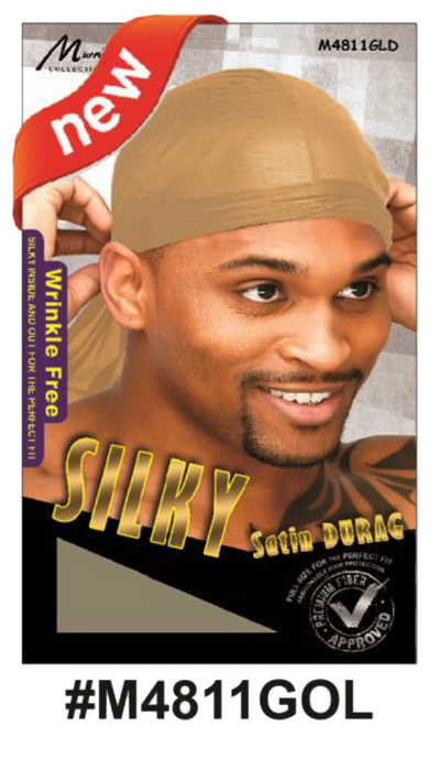 "Silky Satin Durag (M4811) in multiple colors - wrinkle-free, ultra-soft, flexible design for hair protection and styling."
