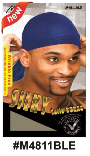 "Silky Satin Durag (M4811) in multiple colors - wrinkle-free, ultra-soft, flexible design for hair protection and styling."
