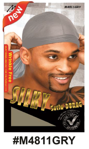 "Silky Satin Durag (M4811) in multiple colors - wrinkle-free, ultra-soft, flexible design for hair protection and styling."
