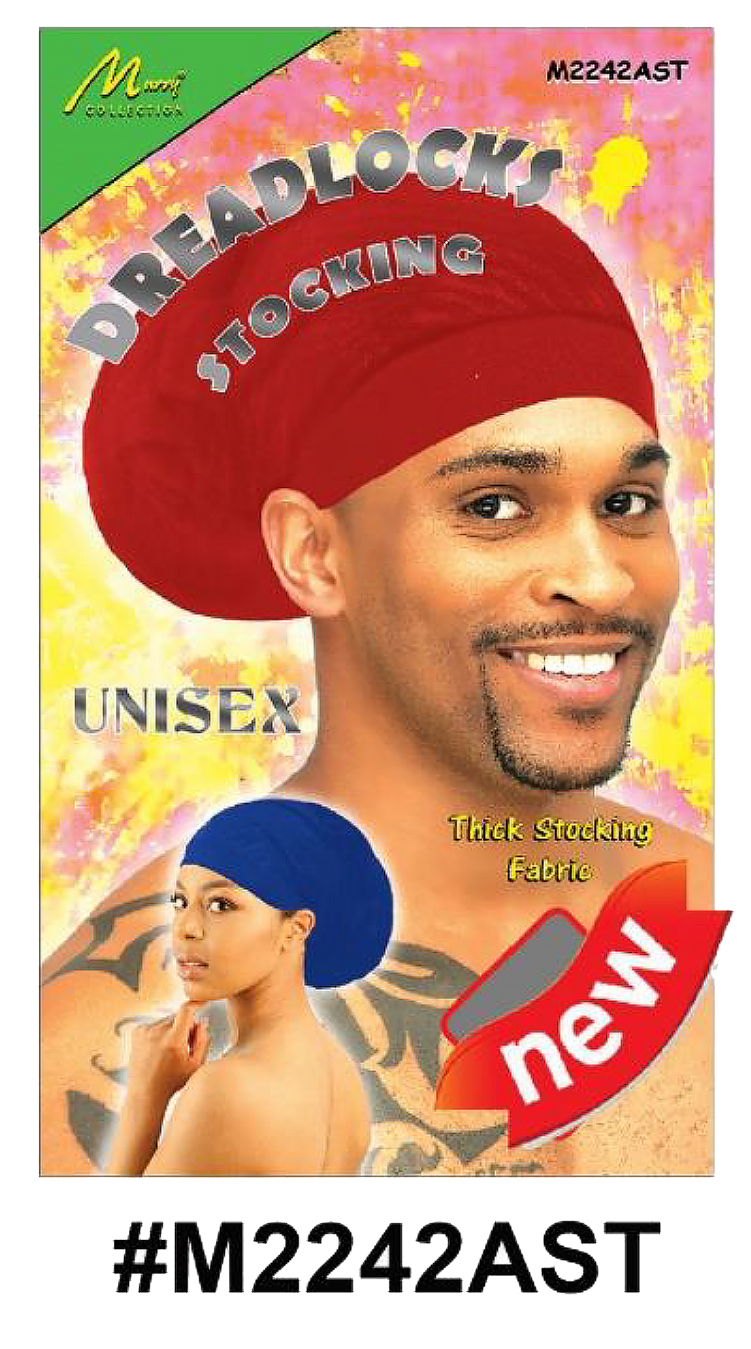 "Dreadlocks Stocking Cap (M2242AST) - Multicolor, thick stocking fabric, unisex, perfect for braids and dreadlocks."

