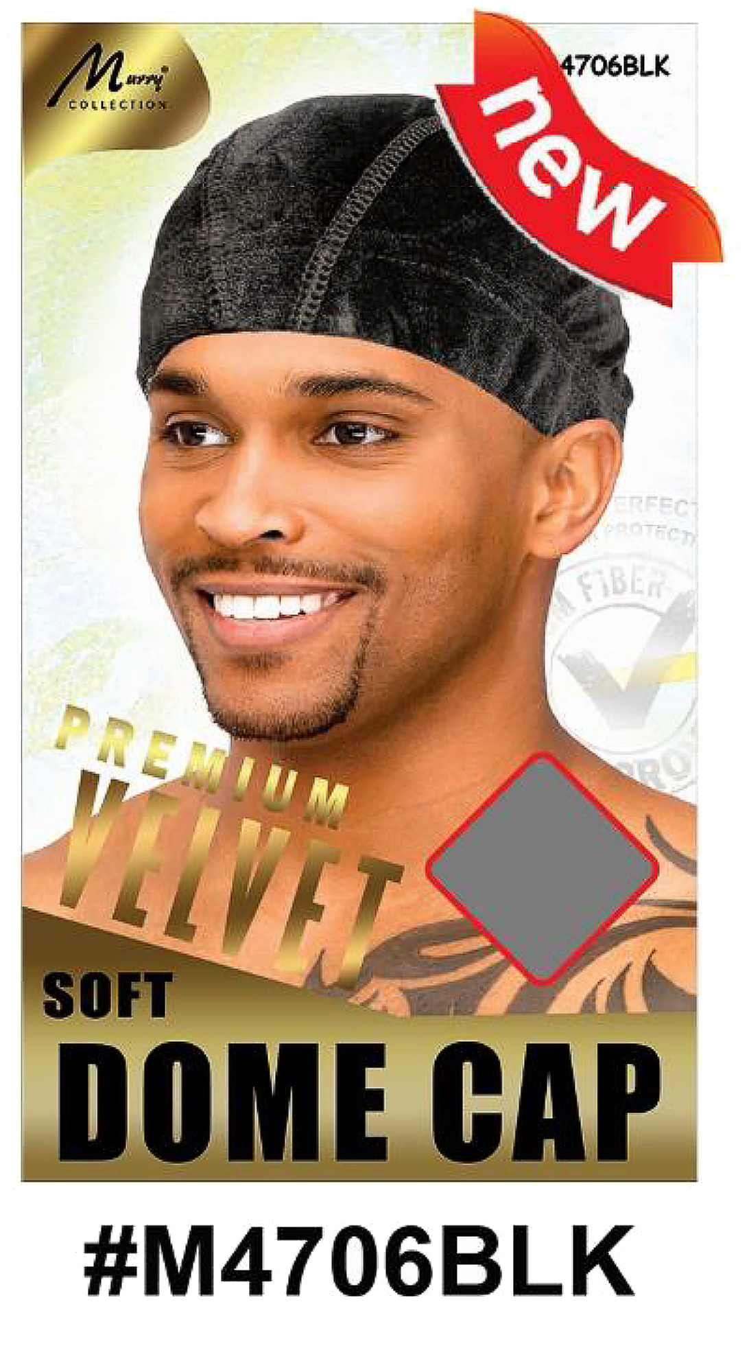 "Premium Velvet Soft Dome Cap (M4706BLK) - Black, luxurious velvet material, stretchable and comfortable fit, suitable for men and women."