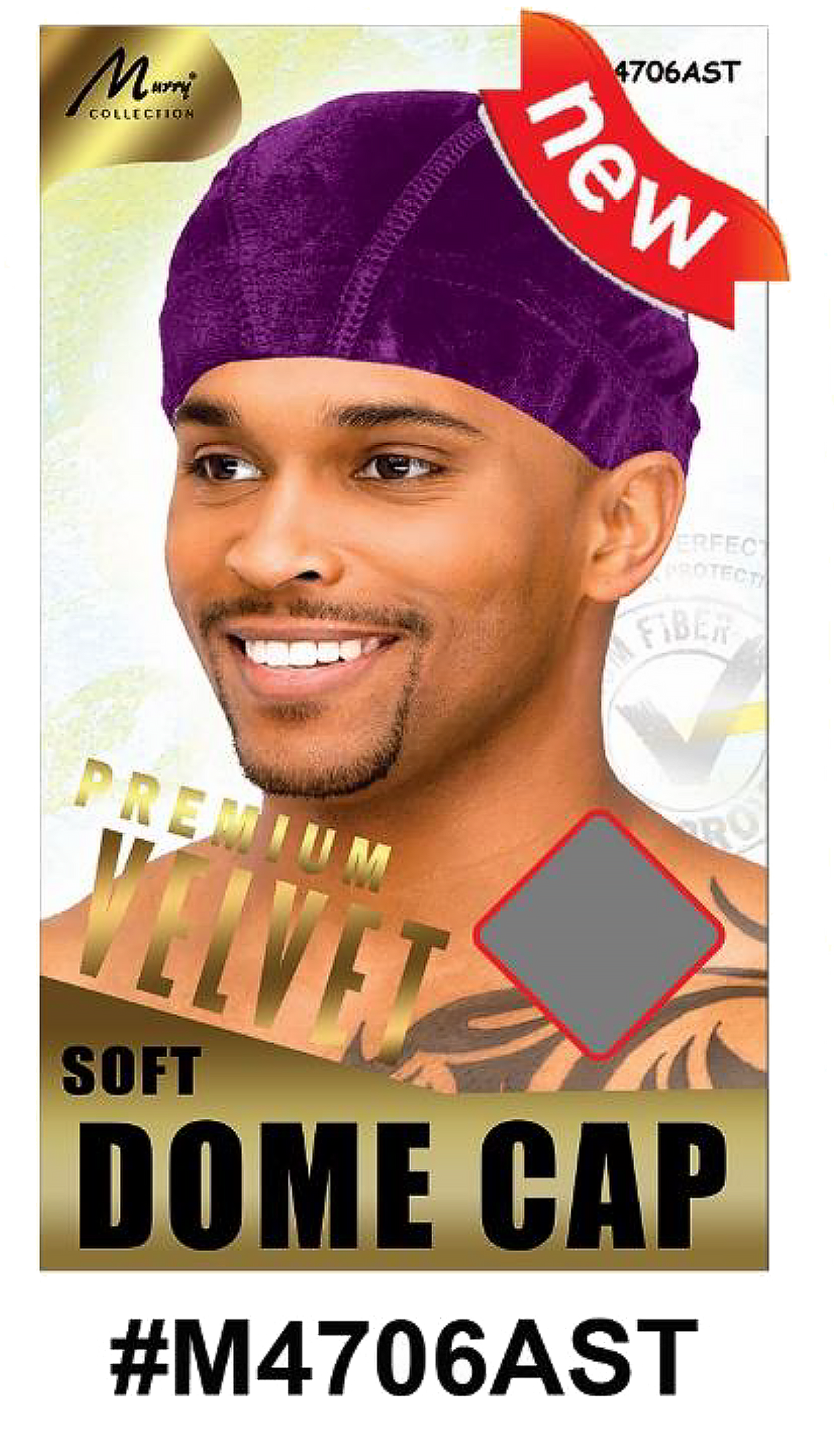 "Premium Velvet Soft Dome Cap (M4706AST) - Luxurious velvet material, stretchable and comfortable fit, suitable for men and women."