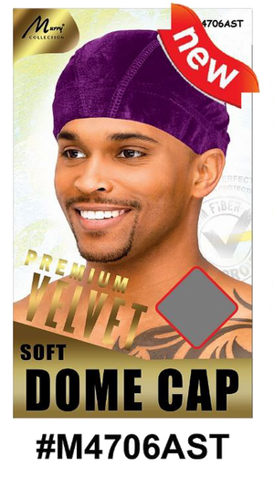 "Premium Velvet Soft Dome Cap (M4706AST) - Luxurious velvet material, stretchable and comfortable fit, suitable for men and women."