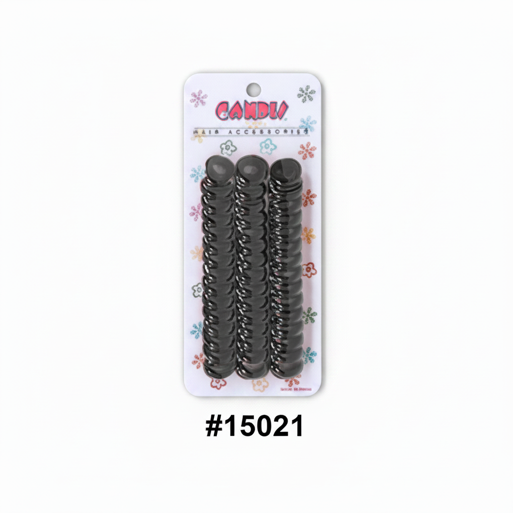 #15021 Candie Black Spiral Pony Rings 30pc - Regenerated