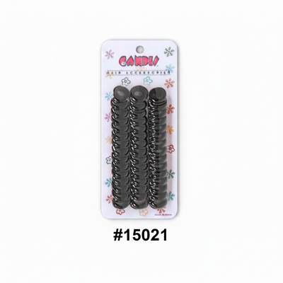 #15021 Candie Black Spiral Pony Rings 30pc - Regenerated