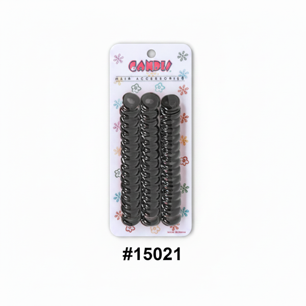 #15021 Candie Black Spiral Pony Rings 30pc - Regenerated