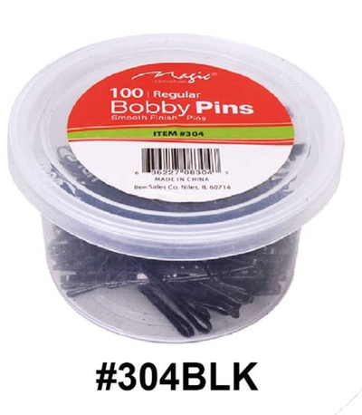 Magic, 100 Regular Bobby Pins, #304BLK, Black