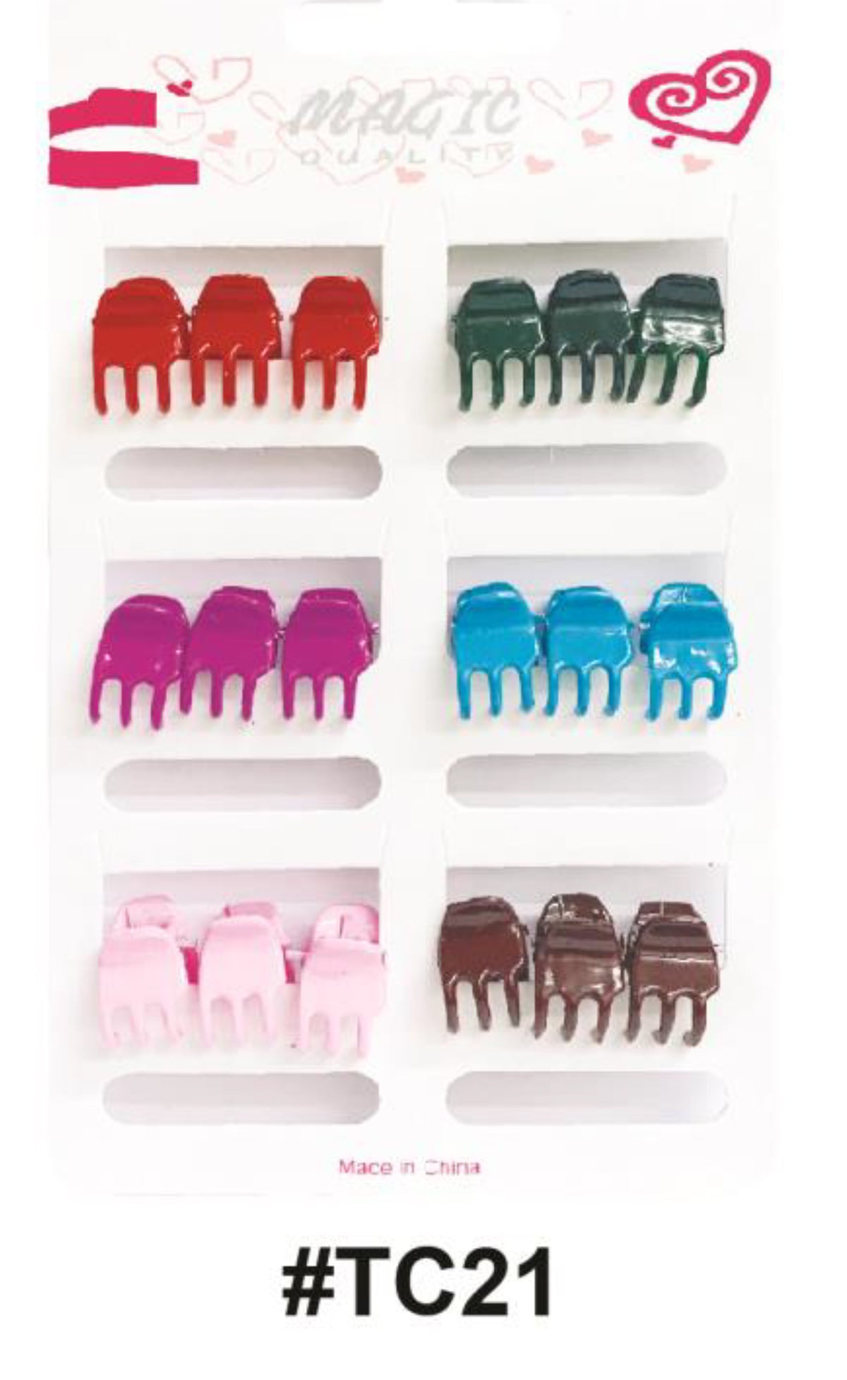 Magic Collection, Mini Hair Claw Clips, #TC21, Assorted Colors