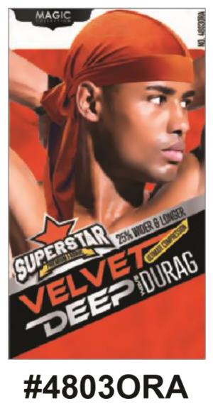 "Velvet Deep Durag in Orange (#4803ORA) - Premium Wave Compression."

