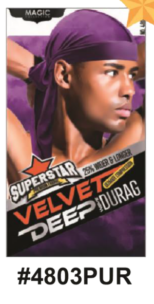 "Velvet Deep Durag in Purple (#4803PUR) - Premium Wave Compression."

