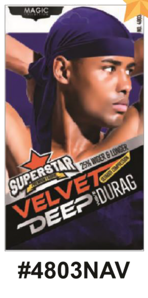 "Velvet Deep Durag in Navy (#4803NAV) - Premium Wave Compression."

