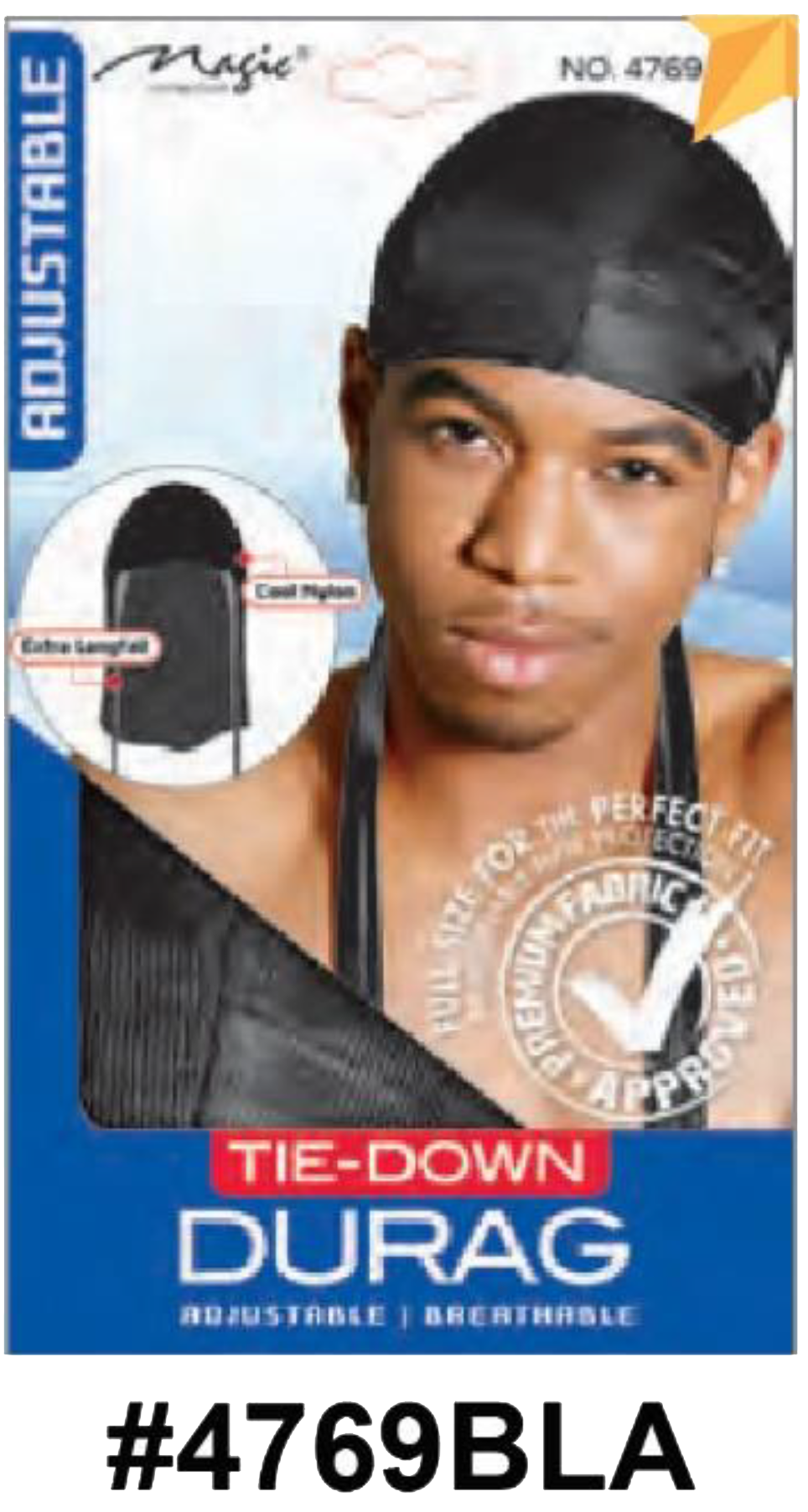 "Tie-Down Durag in  (#4769) - Adjustable and Breathable Premium Fabric."