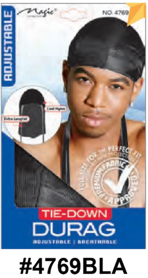 "Tie-Down Durag in  (#4769) - Adjustable and Breathable Premium Fabric."
