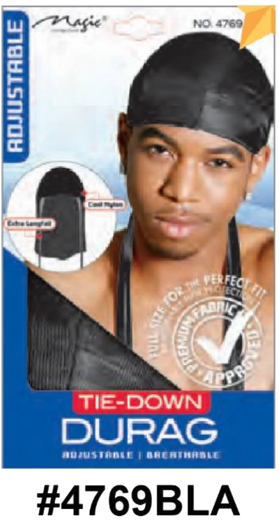 "Tie-Down Durag in  (#4769) - Adjustable and Breathable Premium Fabric."