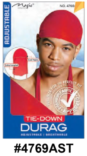 "Tie-Down Durag in  (#4769) - Adjustable and Breathable Premium Fabric."