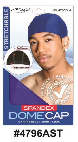 "Magic Spandex Dome Cap in Blue  (#4796BLU) - Expandable, Stretchable, and Cool Spandex, Full Size for Perfect Fit, Unisex Design."