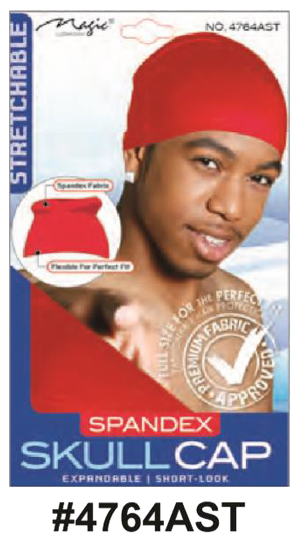 "Illustration of Magic Collection Spandex Skull Cap, showing a person wearing the cap, emphasizing the flexible and breathable design."