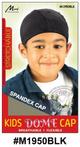 Kids Dome Cap - Stretchable & Breathable Spandex Cap - Black - #M1950BLK
