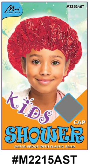 "Kids Shower Cap in Assorted Colors (#M2215AST) - Water-Proof with Elastic Band, Fun and Functional."