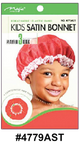 Children’s Breathable Satin Bonnet - Elastic Band - Black & Assorted - #4779BLA & #4779AST