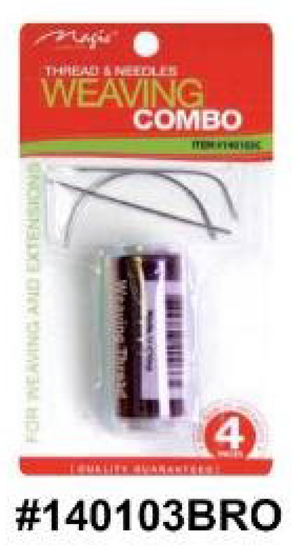 Weaving combo pack with needles and thread on a red and green labeled background