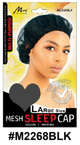 Mesh Sleep Cap - Large Size - Multi-Purpose - Black - #M2268BLK