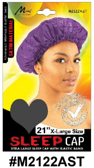 "Flexible Satin Sleep Cap in Assorted Colors (#M2122AST) - 21-Inch X-Large Size with Elastic Band, Gentle Hair Protection."