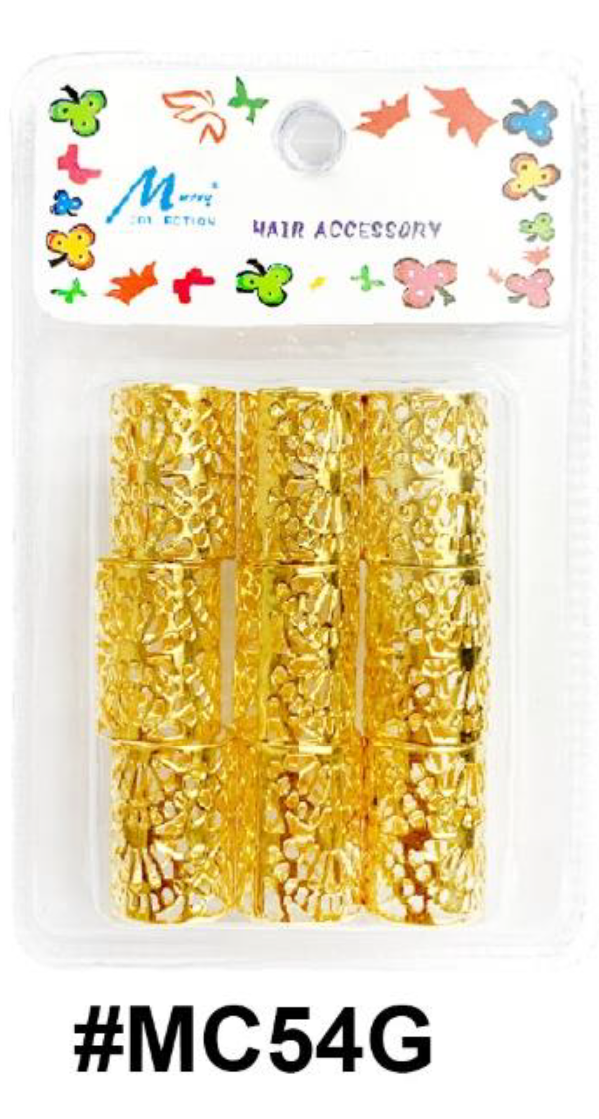 Murry Collection, Gold-colored Hair Beads with Intricate Designs, #MC54G