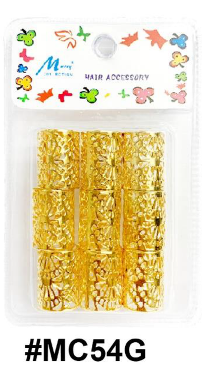 Murry Collection, Gold-colored Hair Beads with Intricate Designs, #MC54G
