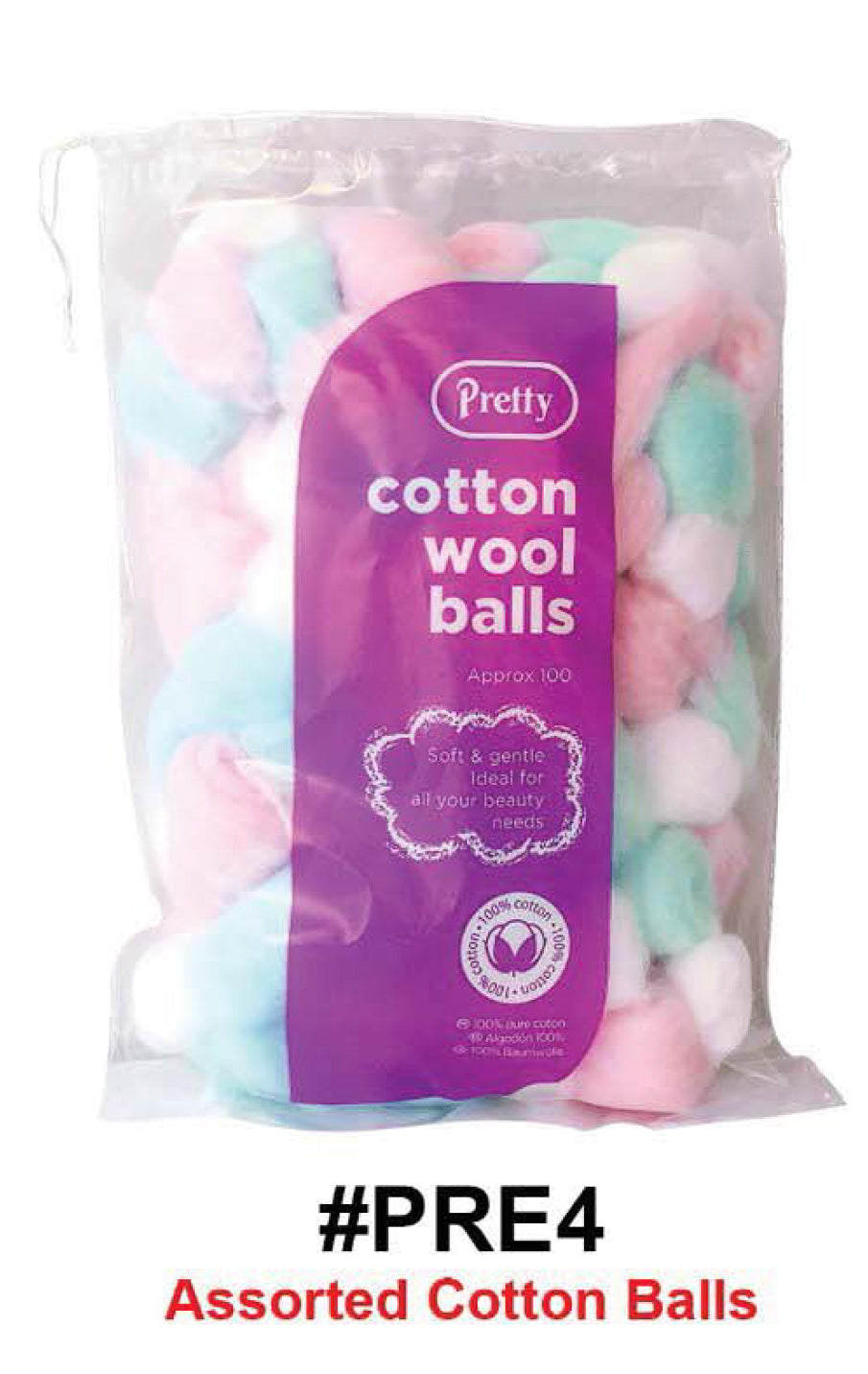 Pretty Cotton Wool Balls - Assorted Colors Approx 100