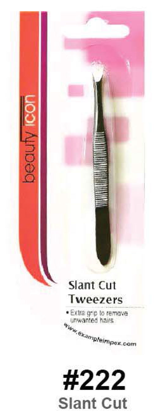 Beauty Icon Slant Cut Tweezers - Extra Grip for Unwanted Hairs #222