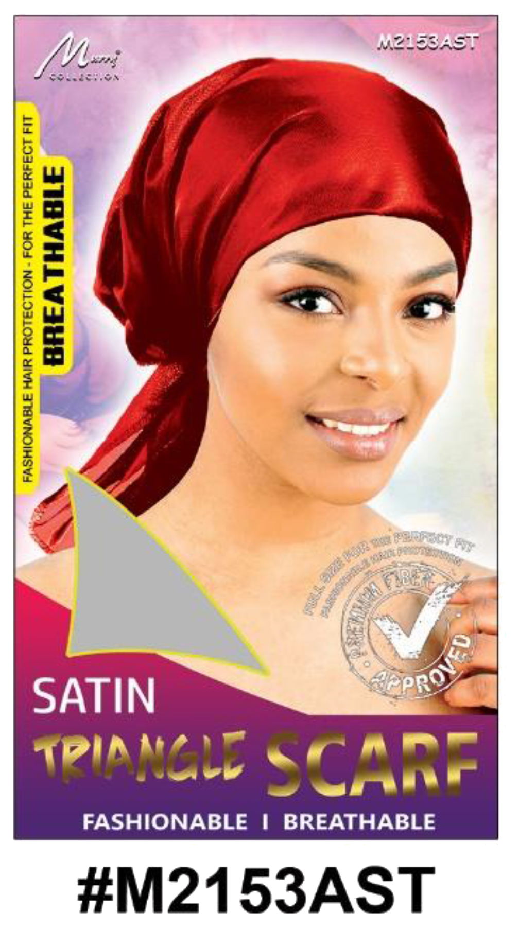 "Assorted Colors Satin Triangle Scarf - Breathable and Fashionable Hair Protection (#M2153AST)."