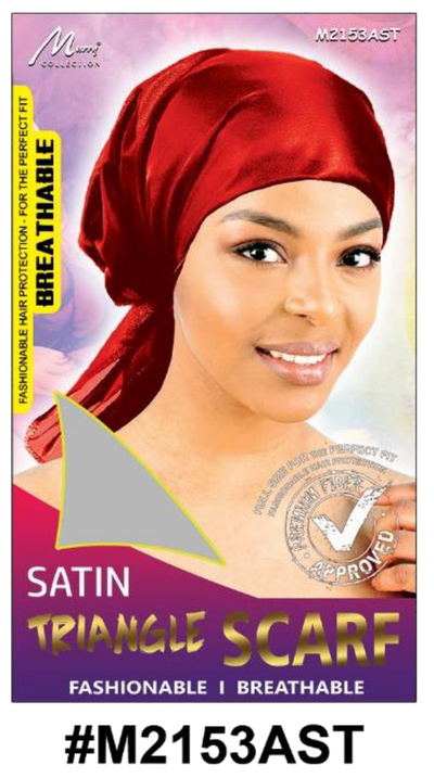 "Assorted Colors Satin Triangle Scarf - Breathable and Fashionable Hair Protection (#M2153AST)."