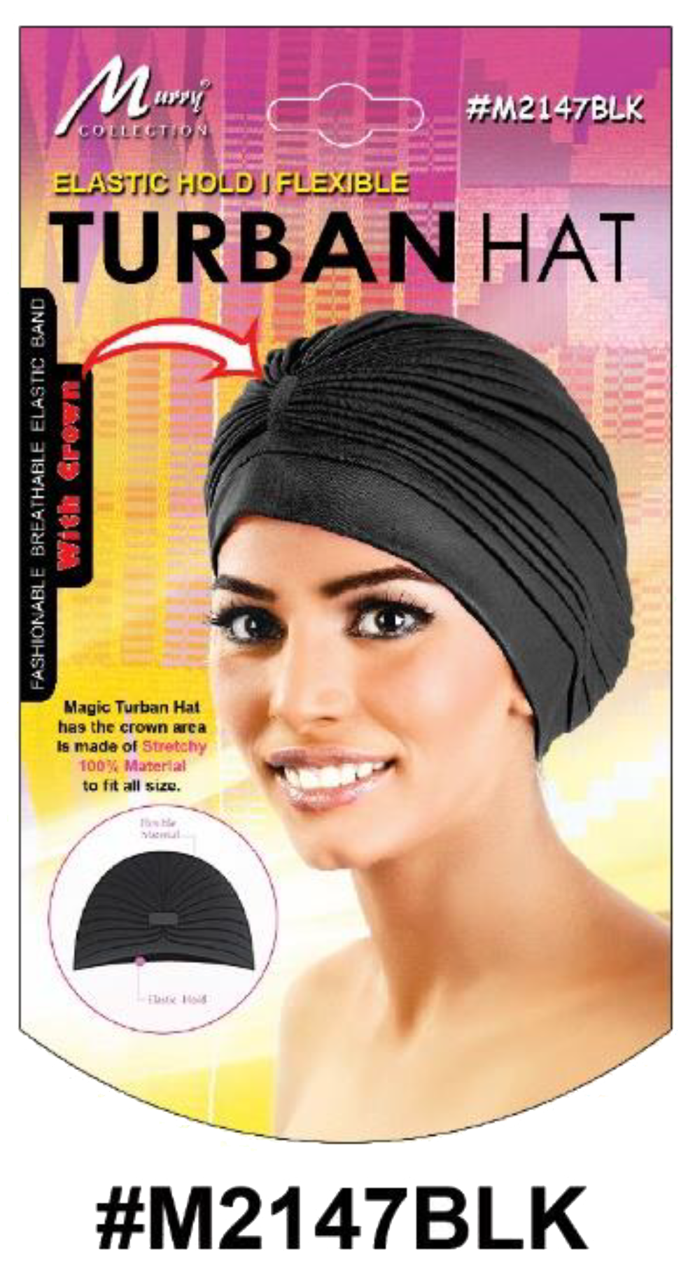 Magic Turban Hat - Elastic Hold & Flexible - Assorted Colors & Black - #M2147AST & #M2147BLK