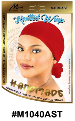 "Handmade Knotted Wrap in Assorted Colors (#M1040AST) - Fashionable and Breathable Hair Protection."