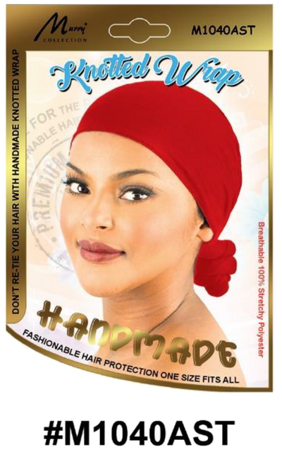 "Handmade Knotted Wrap in Assorted Colors (#M1040AST) - Fashionable and Breathable Hair Protection."