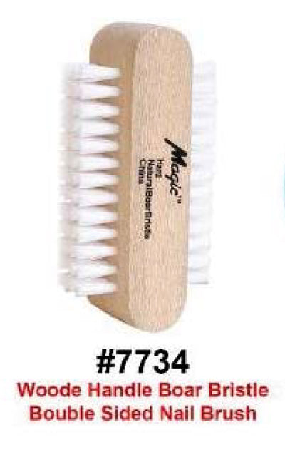 Wooden Handle Boar Bristle Double Sided Nail Brush #7734