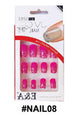 Artificial Nail Tips - Hot Pink Glitter 12pcs #NAIL08