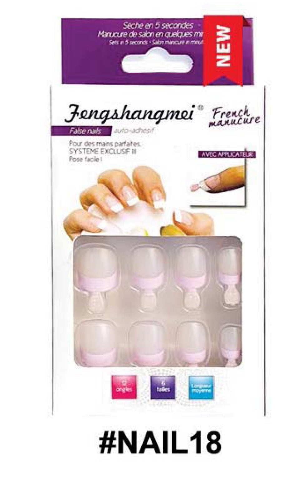 French Manicure Artificial Nail Tips - Sheer Pink Base #NAIL18