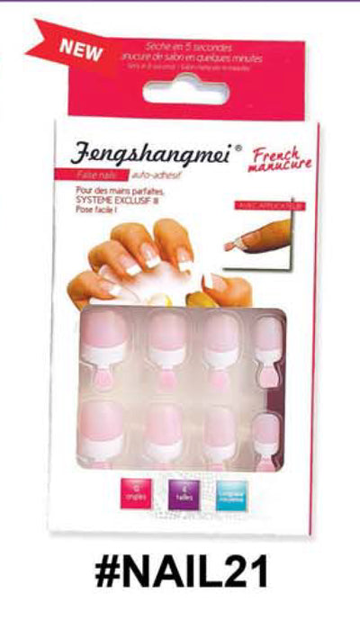 Packaging of nail art tips with a red banner and product images on a white background