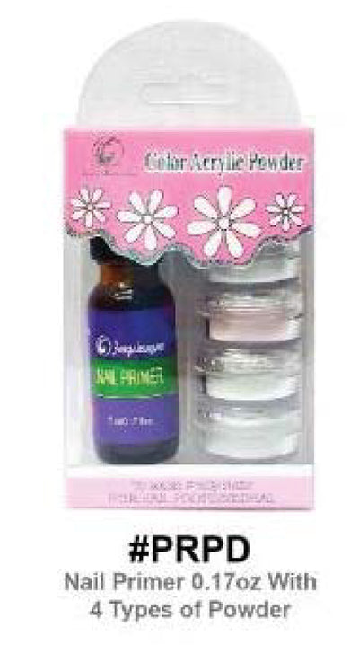 Color Acrylic Powder Kit - Nail Primer 0.17oz With 4 Types of Powder #PRPD