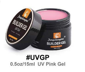 Jiangshanmen Builder Gel UV Pink Gel with black container on a white background