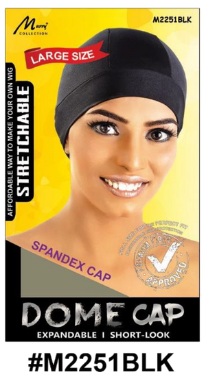 "Spandex Dome Cap in Large Size - Black (#M2251BLK) for Wig-Making and Hair Protection."