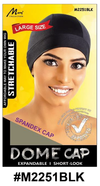 "Spandex Dome Cap in Large Size - Black (#M2251BLK) for Wig-Making and Hair Protection."