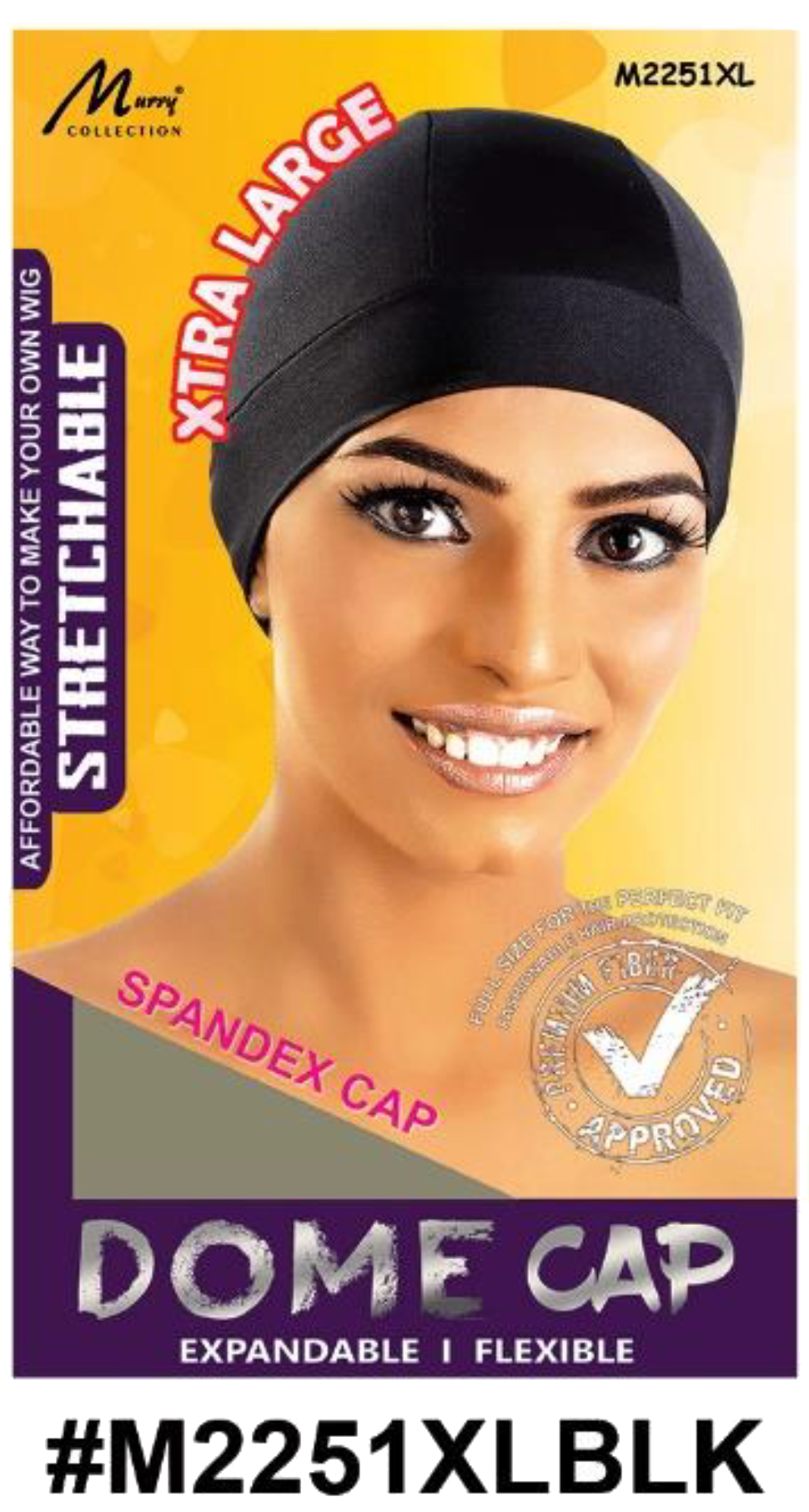"Spandex Dome Cap in Extra Large Size - Black (#M2251XLBLK) - Stretchable and Comfortable."