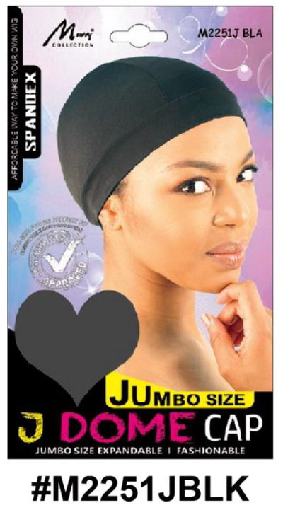 "Spandex Jumbo Dome Cap in Black (#M2251JBLK) - Jumbo Size Expandable and Fashionable."